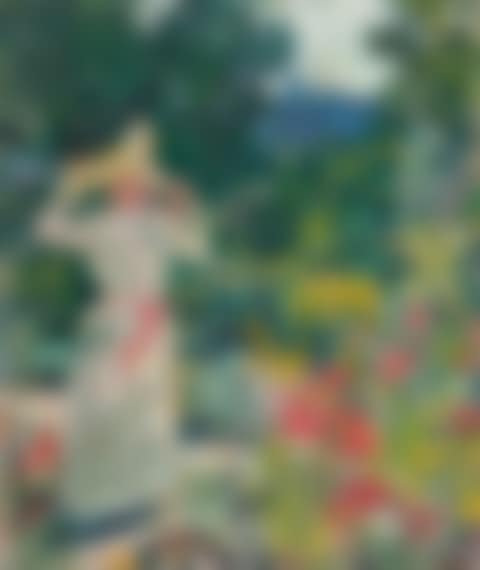 Lady with white hat in the garden. (preview)