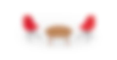 THREE VITRA DESIGN MUSEUM MINIATURES; "CTW" table in natural; "DSR" chairs in red (preview)