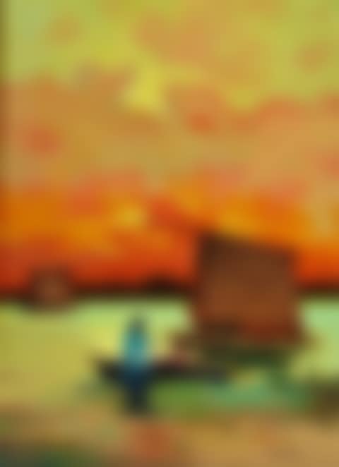 Figures on the shore at sunset (preview)