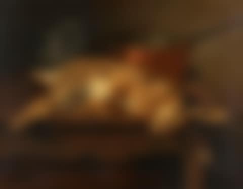 Still life with a hunted rabbit, stoneware pot and casserole dish (preview)