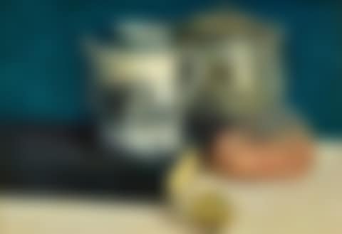 Still life with book, picture jug, stone and glass ball (preview)