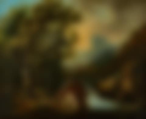 Mountainous river landscape with house on the bank (preview)