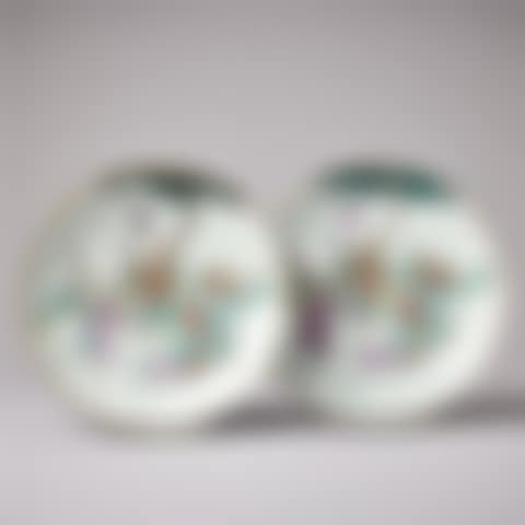 A PAIR OF FAMILY ROSE SAUCER DISHES (preview)