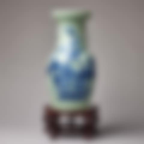 A CELADON GROUND AND UNDERGLAZE BLUE BALUSTER VASE (preview)