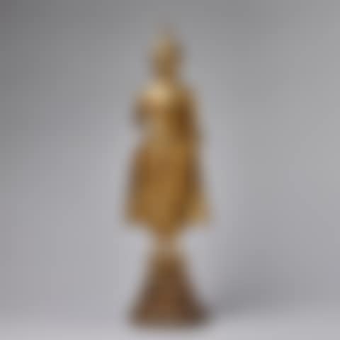 A LARGE THAI GILT-LACQUERED BRONZE FIGURE OF A STANDING BUDDHA (preview)