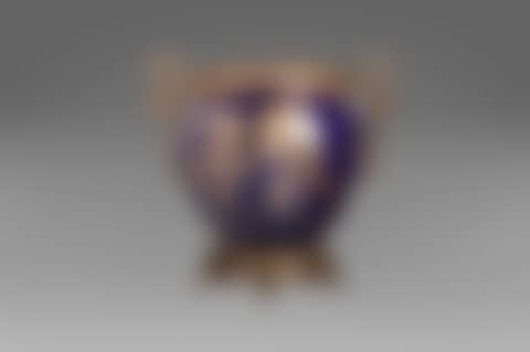 Large blue ceramic vase with bronze applications (preview)