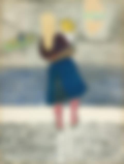 Fisherman"s wife and child on the quay, seen from the back (preview)