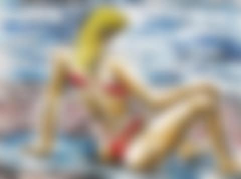 BLONDE EN MAILLOT ROUGE SUR LA PLAGE (preview)