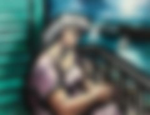Au balcon, jeune femme aux cheveux blancs (preview)