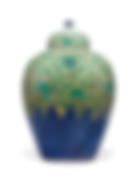 A CHINESE FAMILLE JAUNE AND POWDER-BLUE JAR AND COVER (preview)