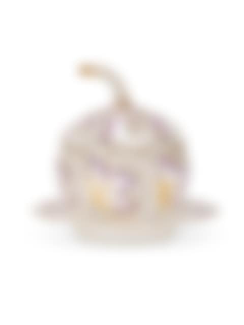A FRENCH ENAMELED AND GILT WHITE OVERLAY GOURD-SHAPED LIDDED GLASS BOX AND STAND (preview)