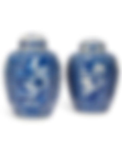 A PAIR OF CHINESE PORCELAIN BLUE AND WHITE JARS AND TWO COVERS (preview)