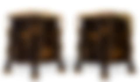 A PAIR OF JAPANESE GILT AND BROWN LACQUER RIBBED STOOLS (KAZURAOKE) (preview)