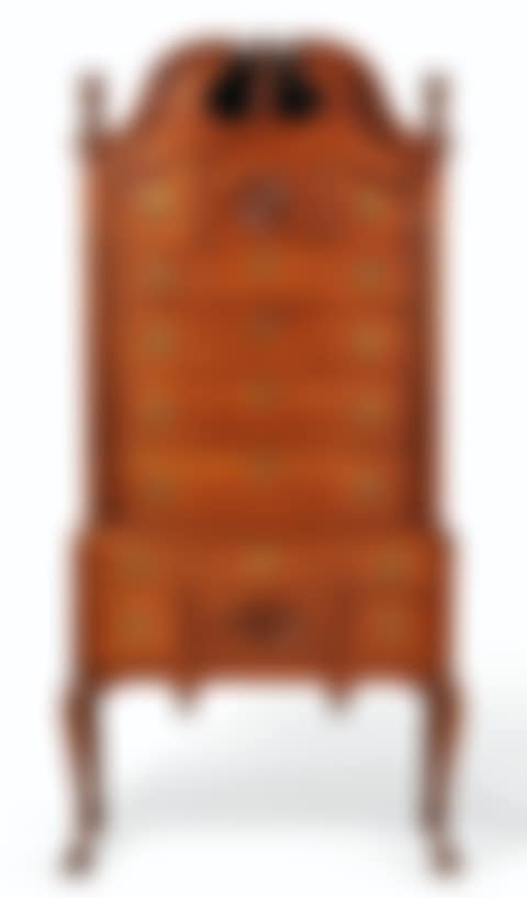 A QUEEN ANNE FIGURED MAPLE HIGH CHEST-OF-DRAWERS (preview)