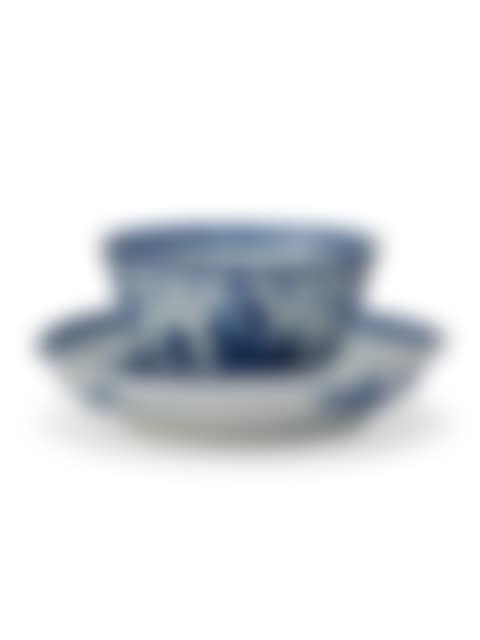 A CHINESE EXPORT PORCELAIN BLUE AND WHITE 'CHARITY' TEABOWL AND SAUCER (preview)