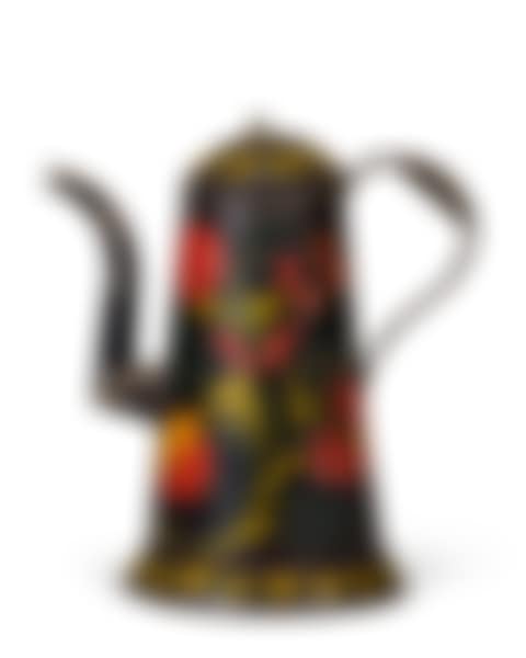 A BLACK PAINT-DECORATED TOLEWARE COFFEE POT (preview)
