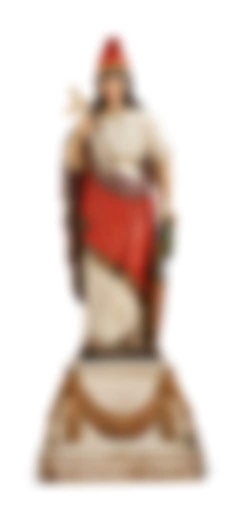 A CARVED AND POLYCHROME PAINT-DECORATED 'GODDESS OF LIBERTY' CIGAR STORE FIGURE (preview)