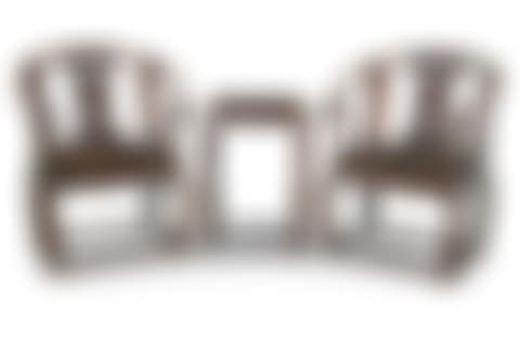 A PAIR OF HORSESHOE-BACK CHAIRS AND MATCHING TABLE (preview)