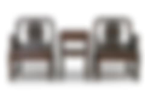 A SUITE OF HARDWOOD ROSE CHAIRS AND TABLES (preview)