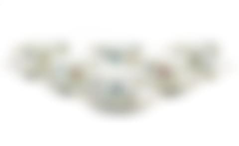 Six Meissen Polychrome and Gilt Floral Porcelain Coffee Cups and Saucers (preview)