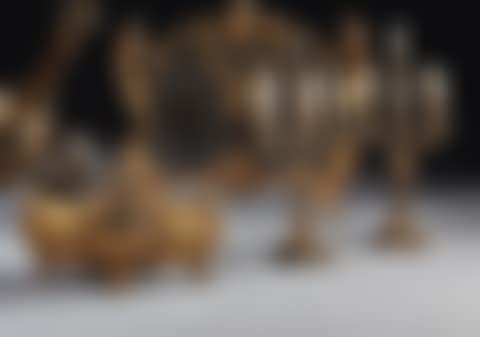 Chased bronze decoration with golden patina composed of a jardinière and a pair of candelabras (preview)