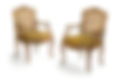 Pair of armchairs with cane bases in molded wood (preview)