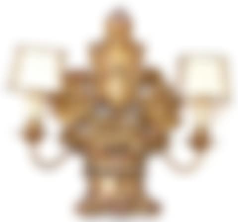 Pair of gilded carved wood sconces decorated with flowers and pine cones, with two sconces (preview)