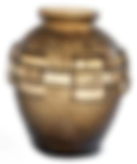 Ovoid smoked glass vase with granite base (preview)
