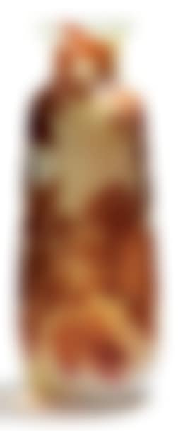 Vase piriform out of multi-layer glass with decoration of red flowers on a bottom entirely released with the acid (preview)