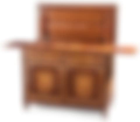 Dresser sideboard opening on the front with two drawers and two leaves inlaid with branches and flower vases (preview)