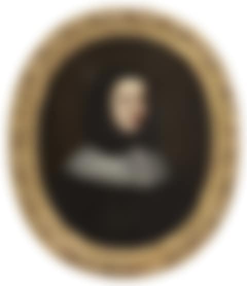 Portrait of a lady, bust-length, in a black dress with a white collar (preview)
