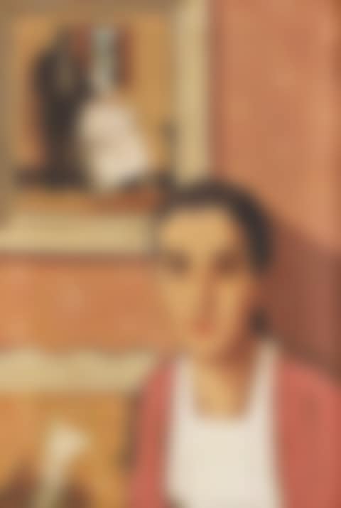 Seated woman before a picture; a street scene (verso) (preview)
