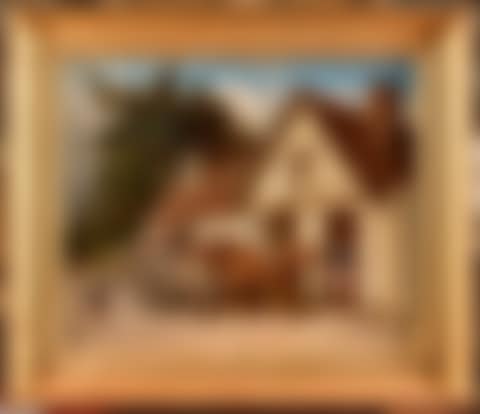 The stop of the cart in front of a farm (preview)