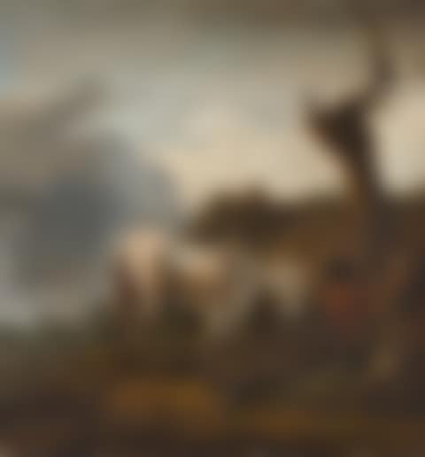 Resting farmer and his horse. (preview)