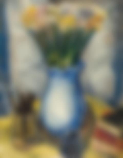 Irises in a blue vase. (preview)