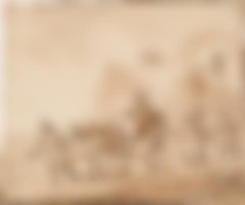 Mountainous landscape with farmers on a country road. (preview)