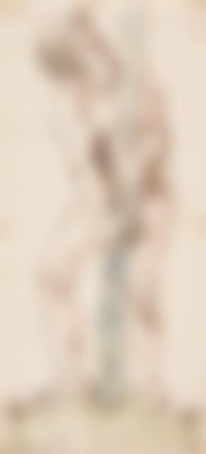 Naked man tearing up a tree trunk. (preview)