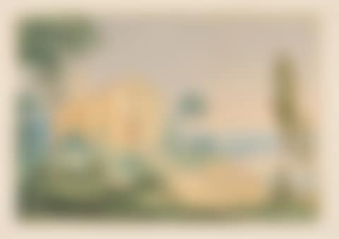 Neo-Romanesque basilica on a mountain lake. (preview)