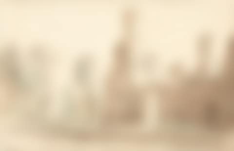 View of a village street with a castle ruin (preview)