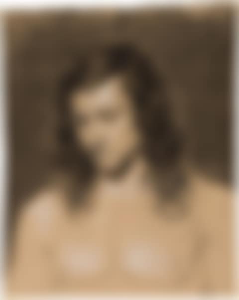 Young man, with lowered gaze and bare upper body. (preview)