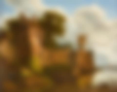 River landscape with windmill and fishing boats (preview)