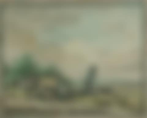 Plowing farmer with child and dog. (preview)