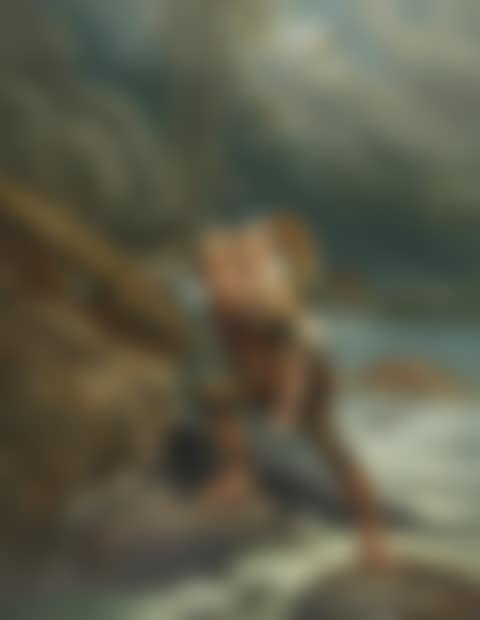 Two children crossing a mountain stream (preview)