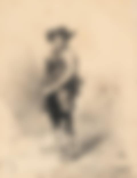 3 sheets: Hunters - Bagpipe player - Pensive figure (preview)