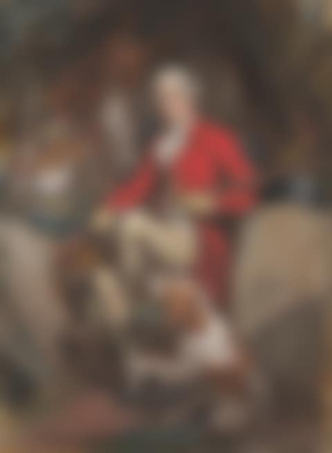 Portrait of Jonas Langford Brooke (c.1758-1784), small full-length, in red coat, with a spaniel (preview)