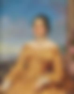 Bildnis einer Dame mit Granaten besetztem Goldschmuck vor einem Landschaftshintergrund (preview)