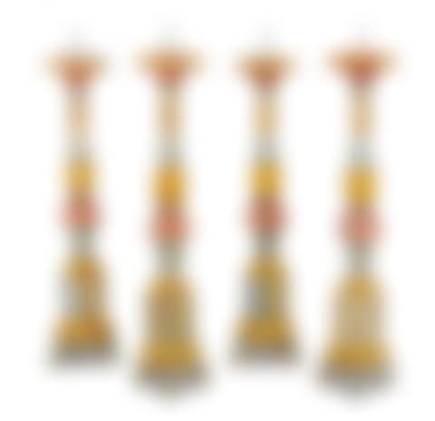 Four Unusual Paint-Decorated Altar Sticks (preview)