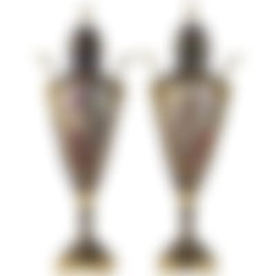 A pair of slender ovoid covered vases on foot (preview)