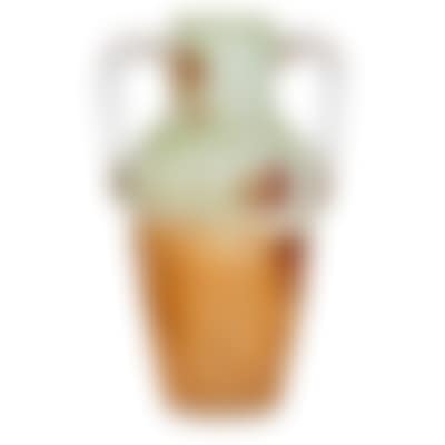 A conical, double-handled white mottled glass vase  (preview)