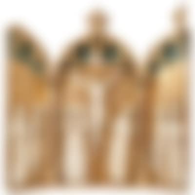 Triptych, Christ at the Cross and the figures of the weeping Mary, John the Baptist, John the Evangelist, two church fathers and a knigt and the weeping women (preview)